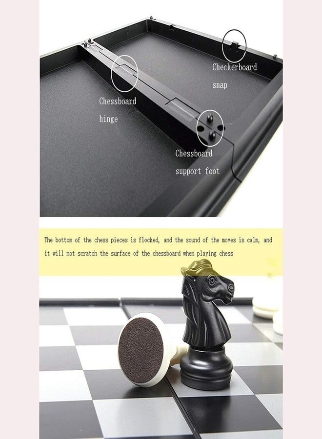 AUGEN Magnetic Educational Toys Travel Chess Set with Folding Chess Board for Kids and Adults (Small, Black & White) - Image 4